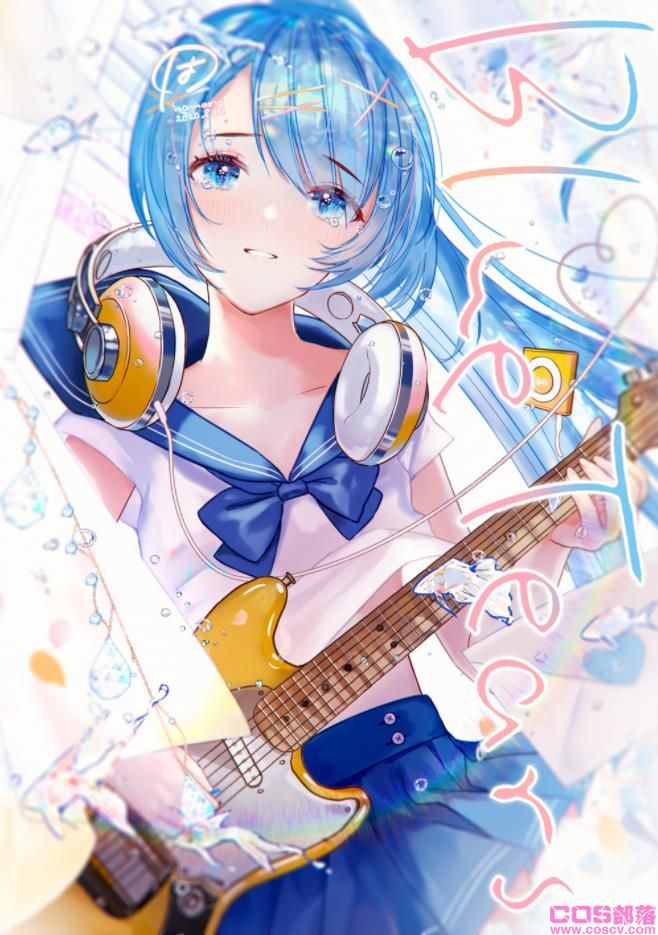 [Pixiv精选]随风飘逸的清凉感。蓝发女子插画特辑(图2)