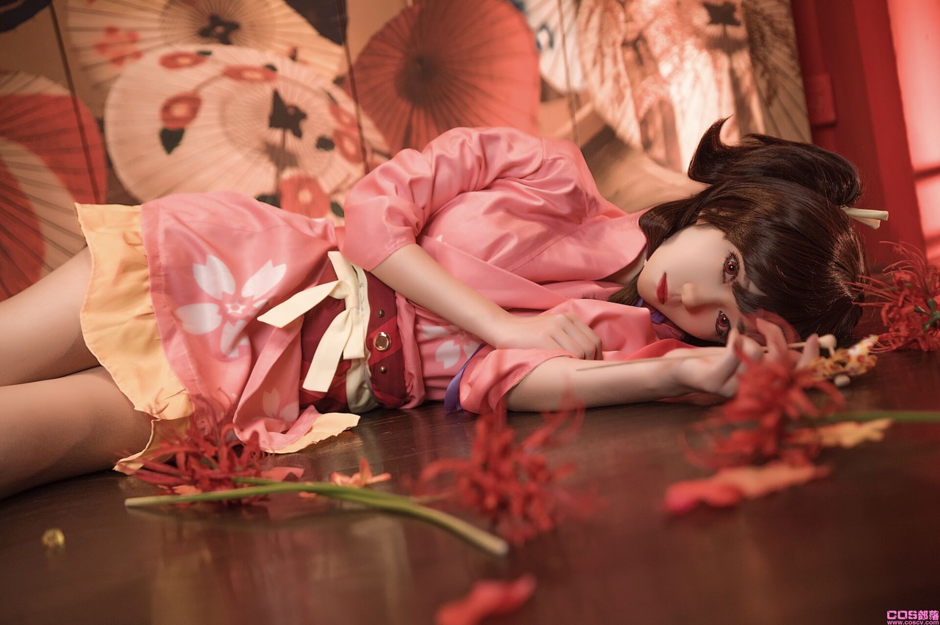 寒月落花 粉色和服cosplay Cn：白易子(图2)