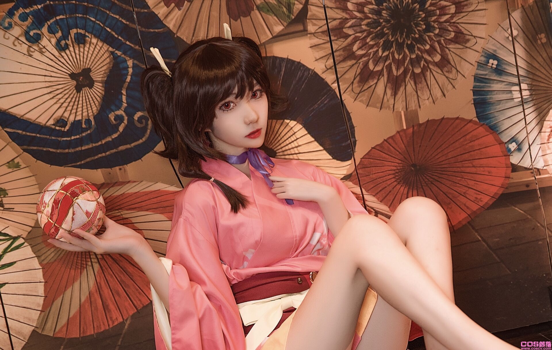 寒月落花 粉色和服cosplay Cn：白易子(图3)