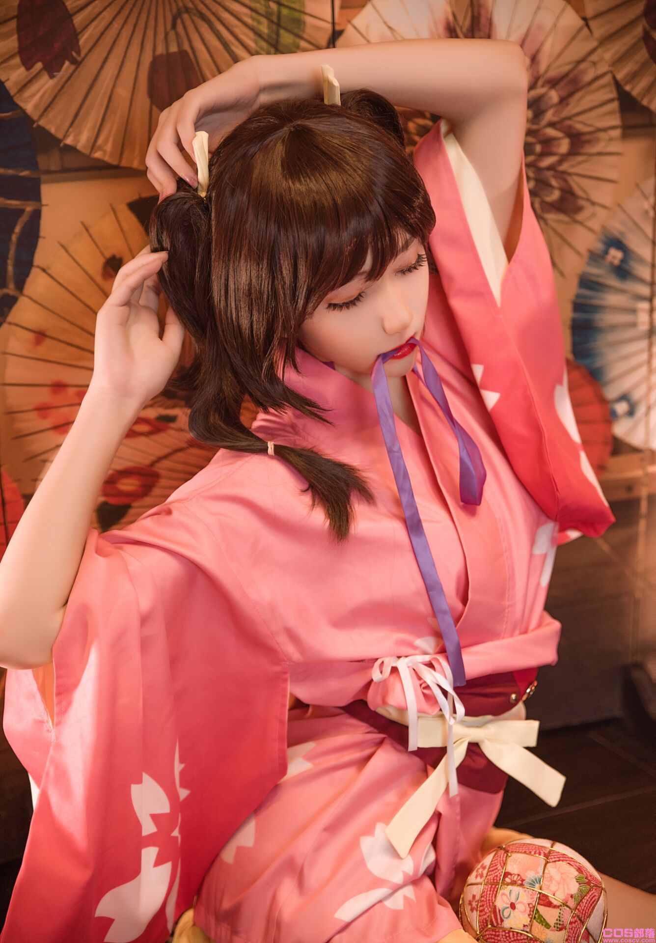寒月落花 粉色和服cosplay Cn：白易子(图6)