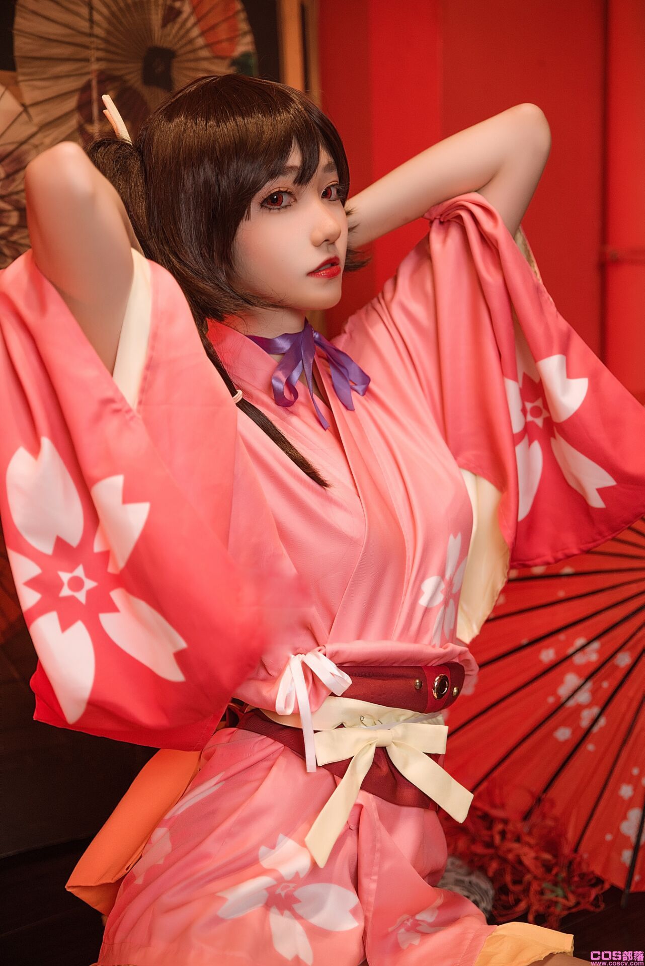 寒月落花 粉色和服cosplay Cn：白易子(图4)