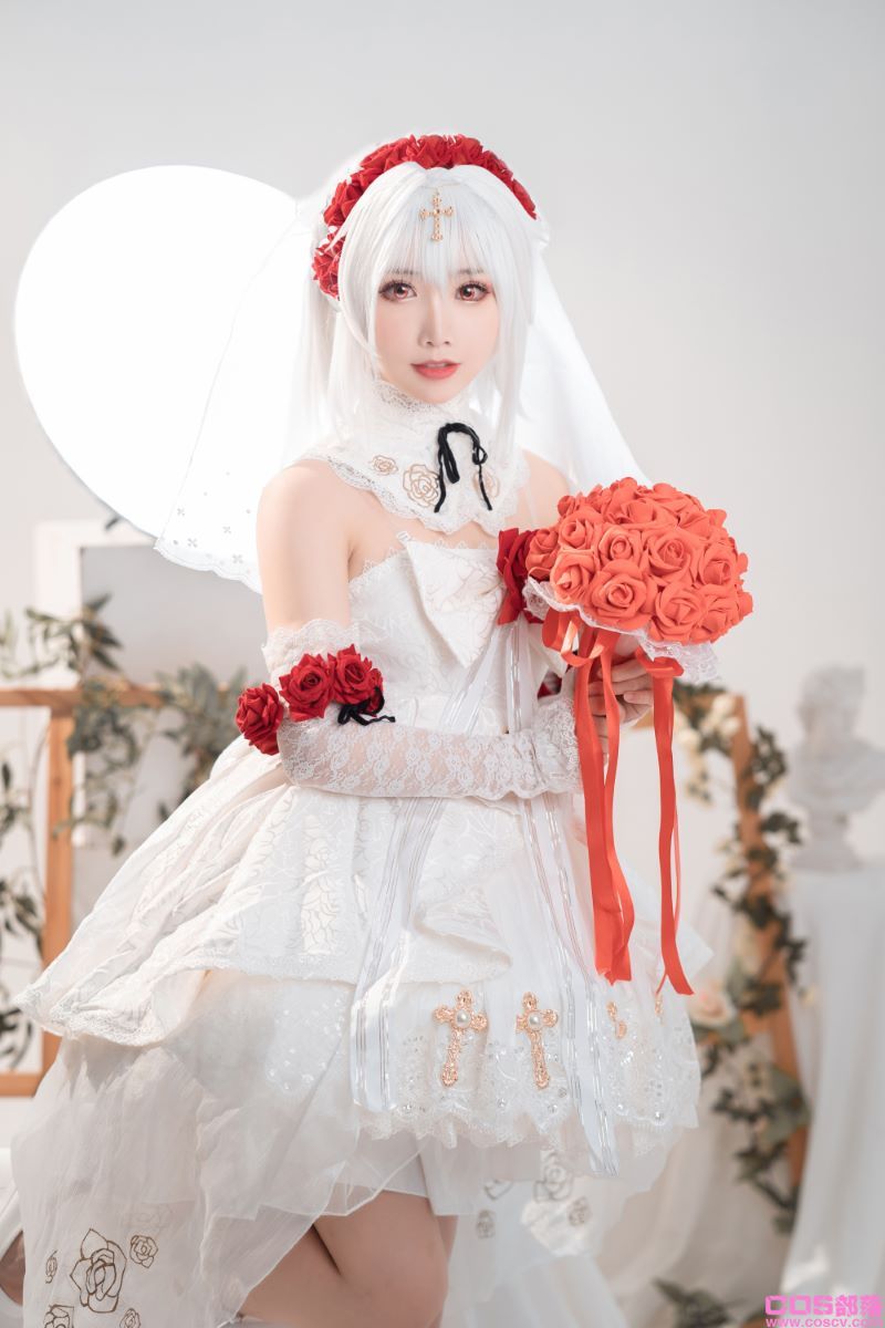 人气动漫Coser@面饼仙儿 德丽莎婚纱【13P/92MB】(图2)