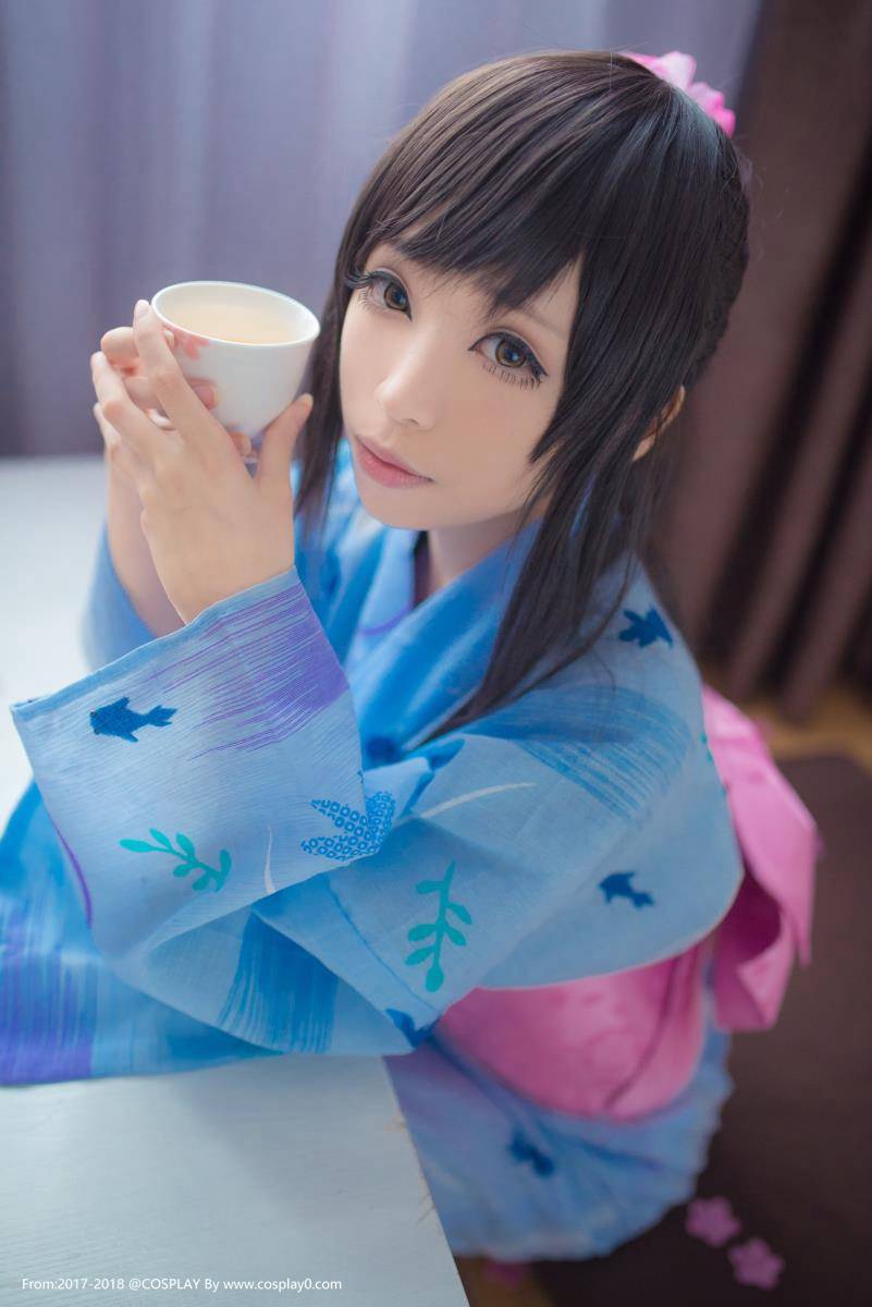 清纯美女青青子Cosplay高岭爱花同人和服(图6)