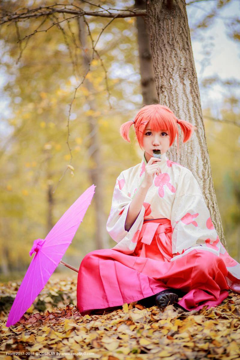 半次元萌妹-黑川-银魂神乐Cos和服萝莉写真(图4)