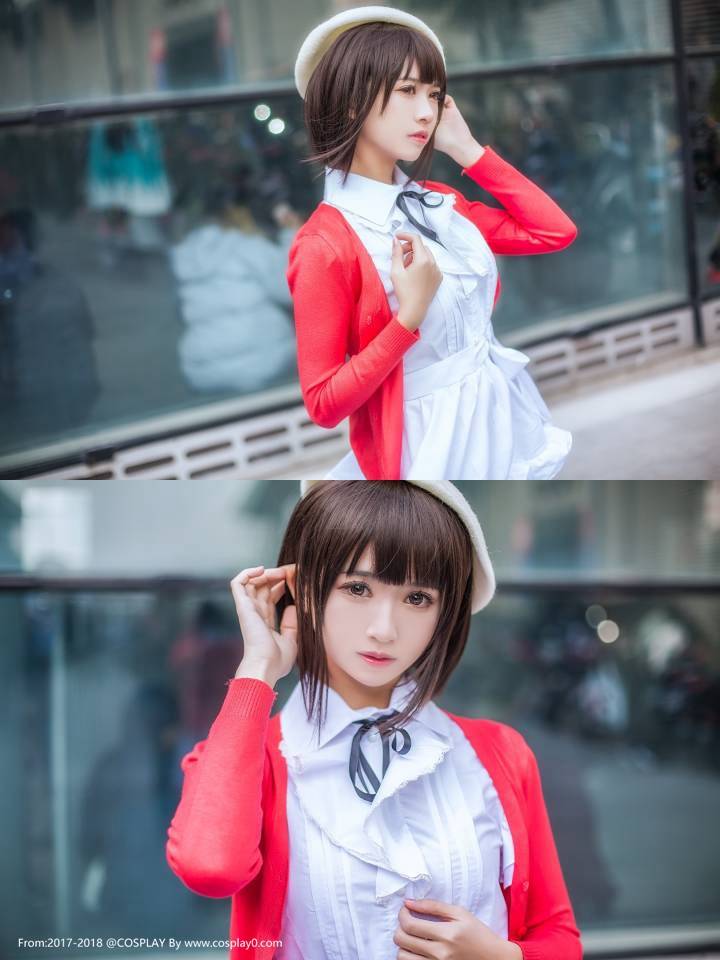 清纯美女鳗鱼霏儿Cos加藤惠同人学生服妹子图(图3)