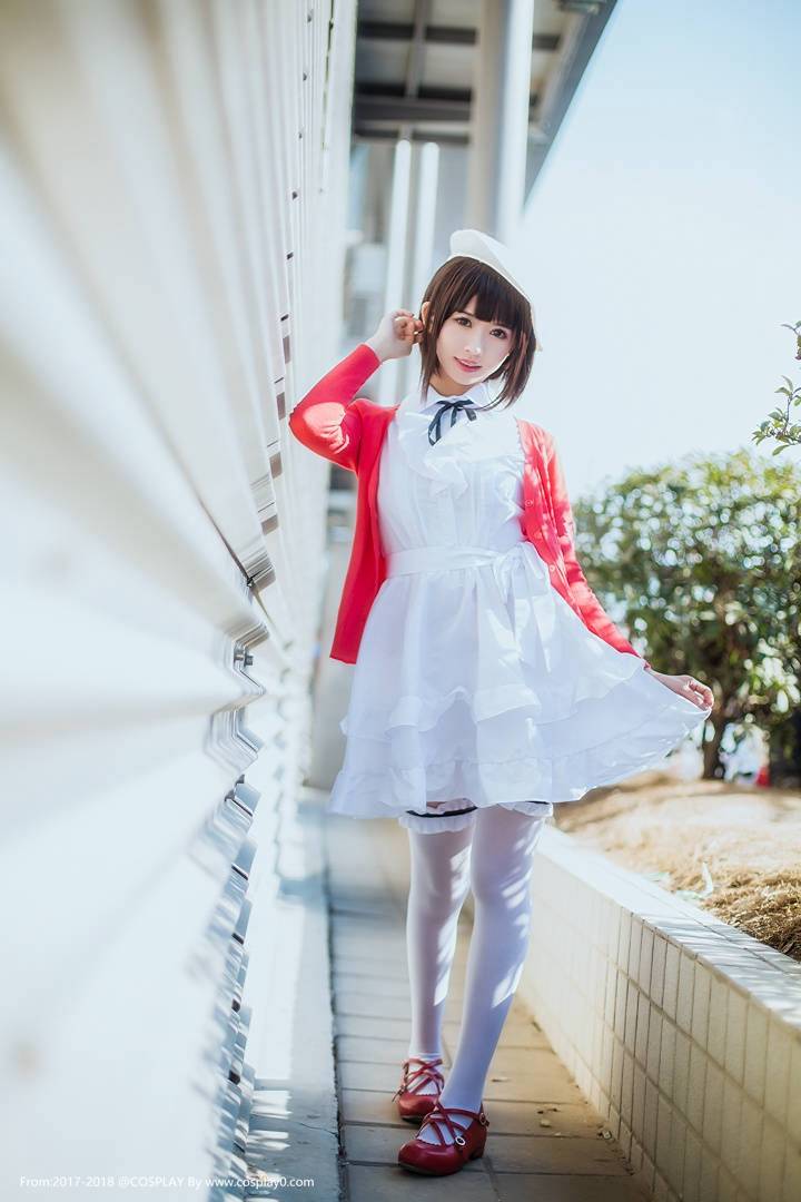 清纯美女鳗鱼霏儿Cos加藤惠同人学生服妹子图(图1)