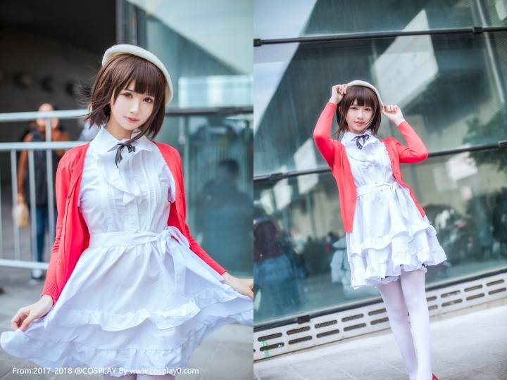 清纯美女鳗鱼霏儿Cos加藤惠同人学生服妹子图(图6)