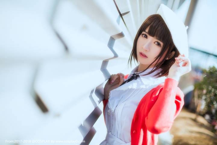清纯美女鳗鱼霏儿Cos加藤惠同人学生服妹子图(图5)