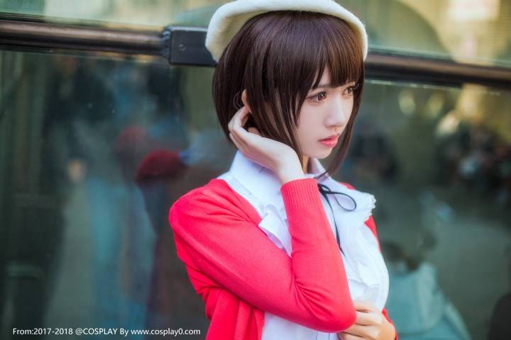 清纯美女鳗鱼霏儿Cos加藤惠同人学生服妹子图(图7)