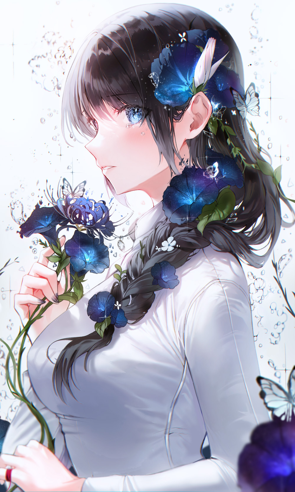 [Pixiv精选] 绽放于耳畔上的美丽。花朵头饰插画特辑(图7)