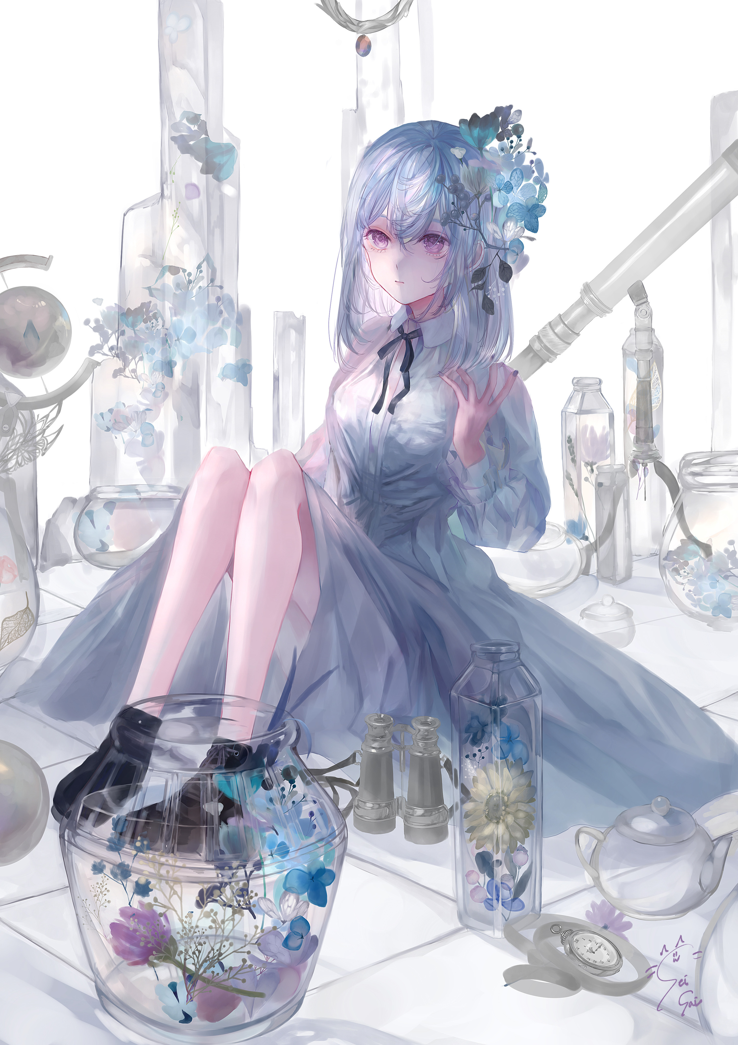 [Pixiv精选] 绽放于耳畔上的美丽。花朵头饰插画特辑(图9)