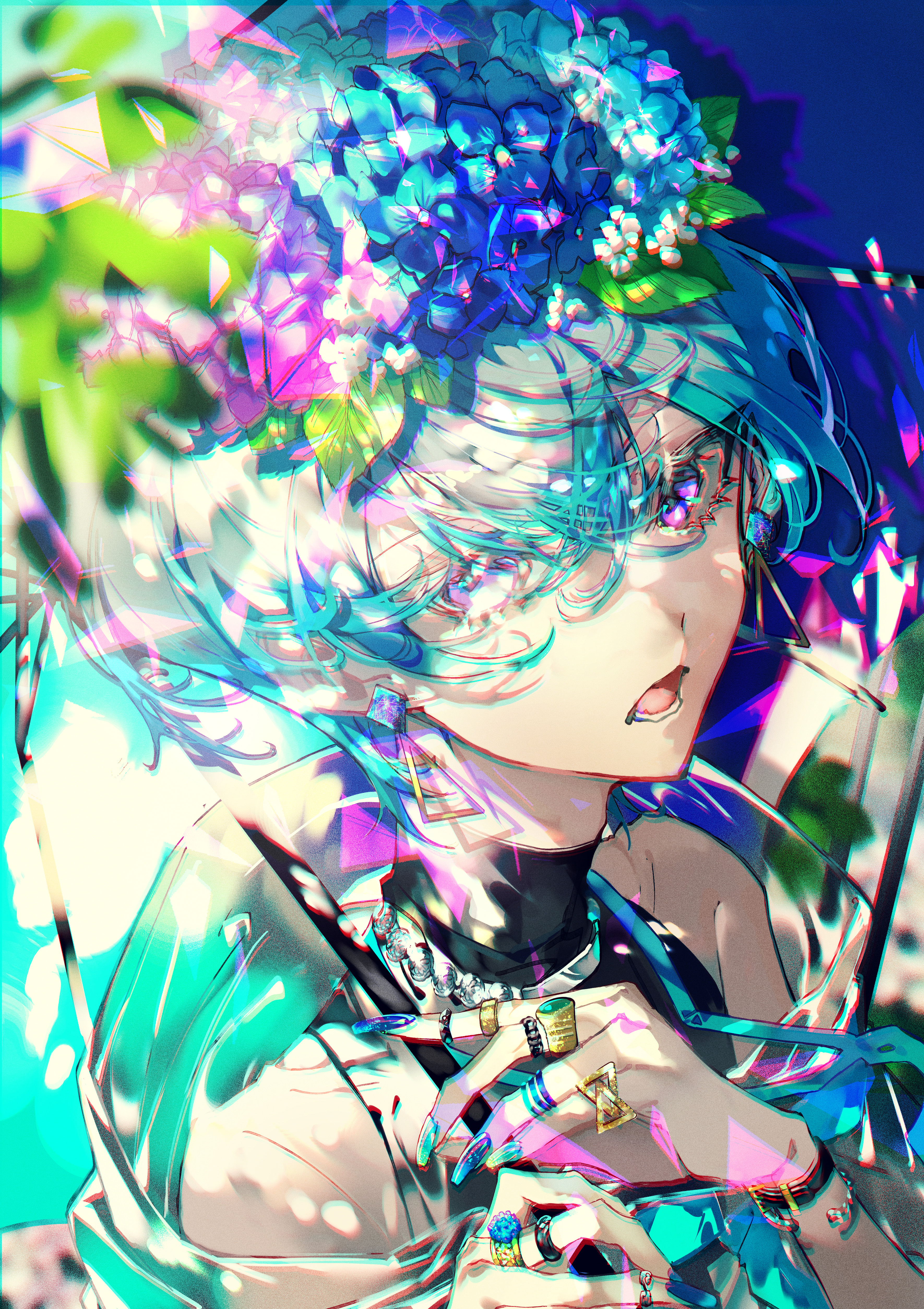 [Pixiv精选] 绽放于耳畔上的美丽。花朵头饰插画特辑(图10)