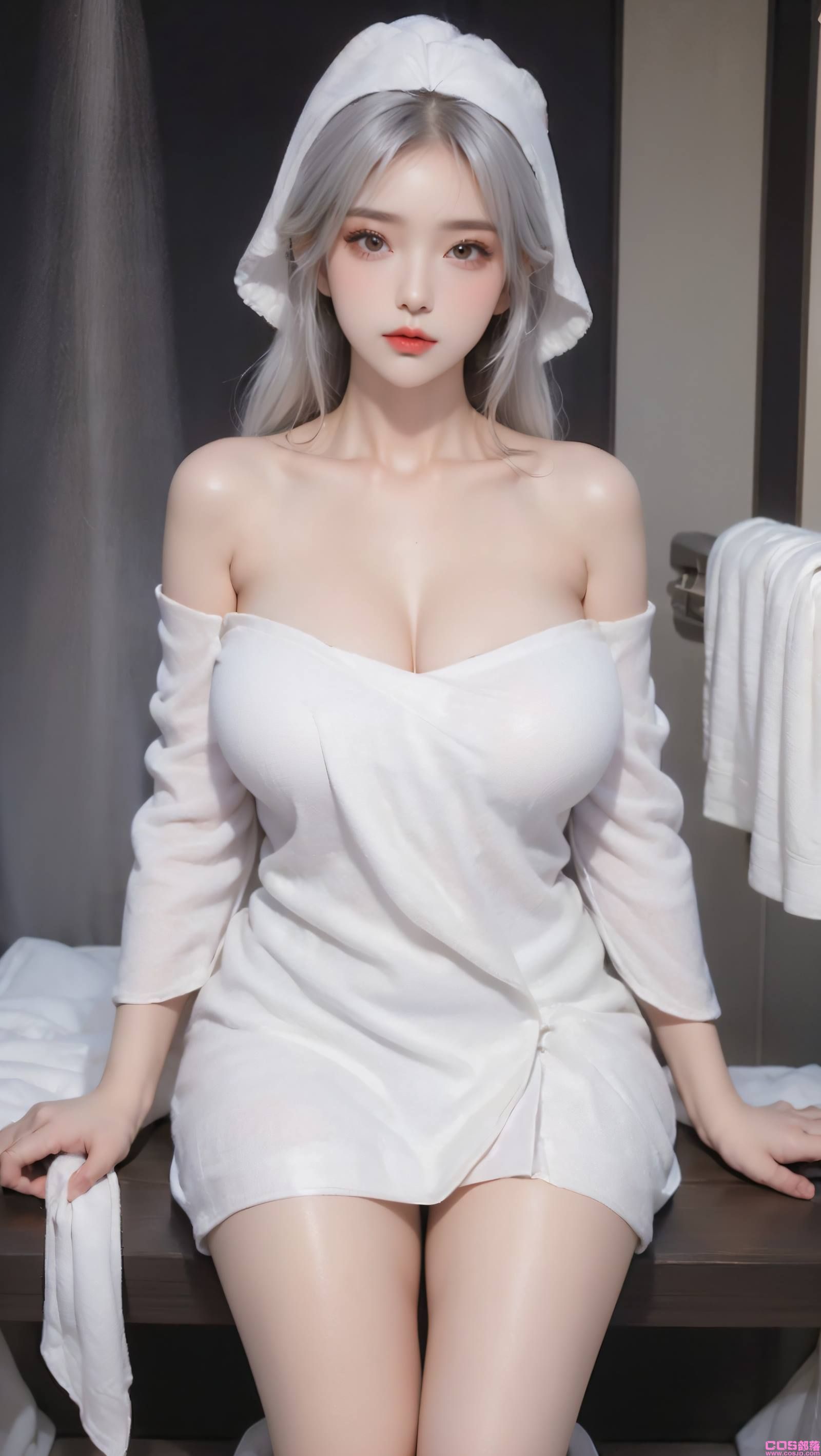 AI绘画 096 浴室少女 浴巾裹胸[49P/136MB](图3)